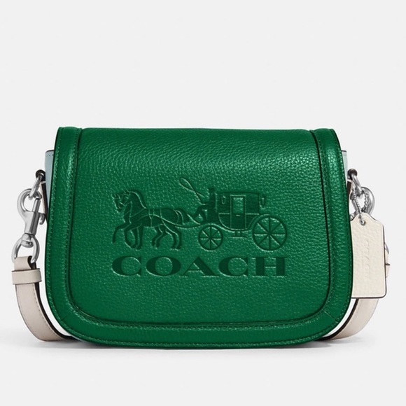Coach Bags Coach Saddle Crossbody Bag In Colorblock With Horse And Carriage Green Multi